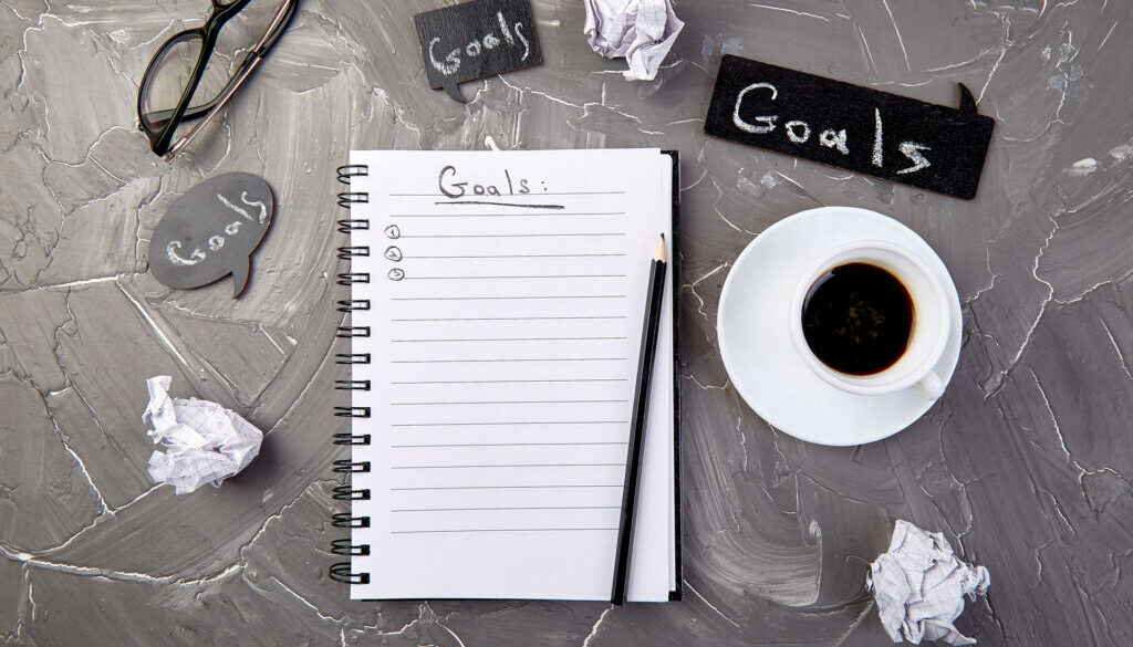 tablet with list of goals