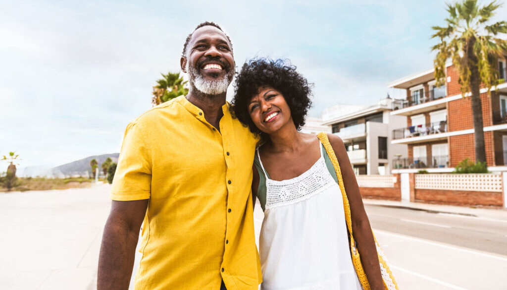 Retired black couple at a resort